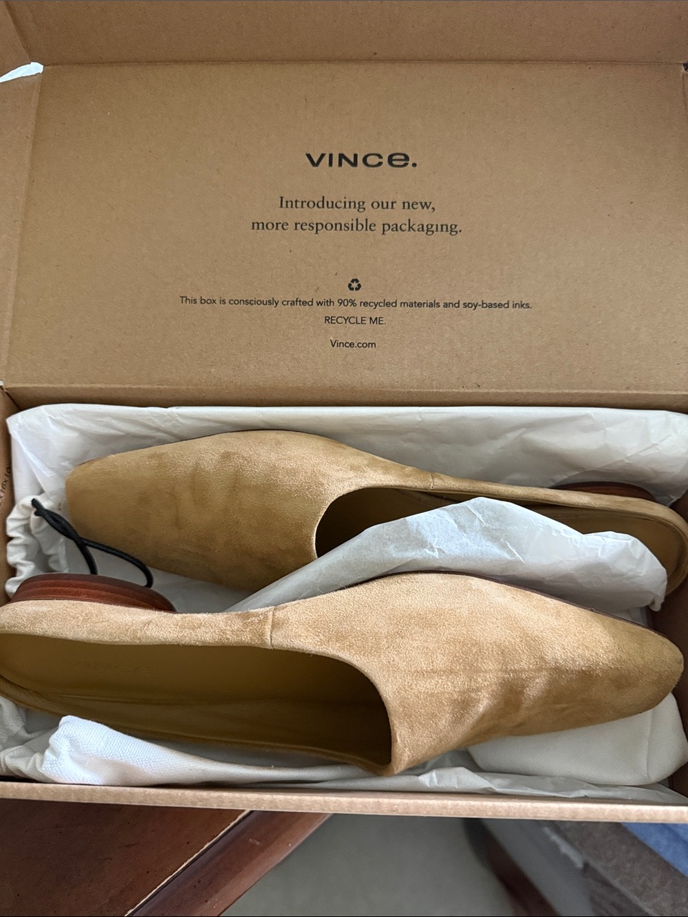 Vince Beige Suede Backless Slip-On Mules